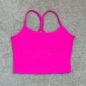 Beyond Yoga Spacedye Slim Racerback Cropped Tank in Hot Pink